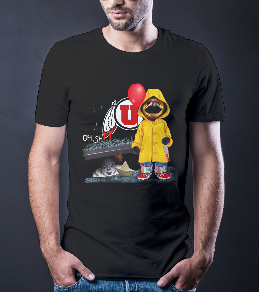Utah Utes Oh Shh Pennywise Yellow Raincoat Red Balloon T-Shirt