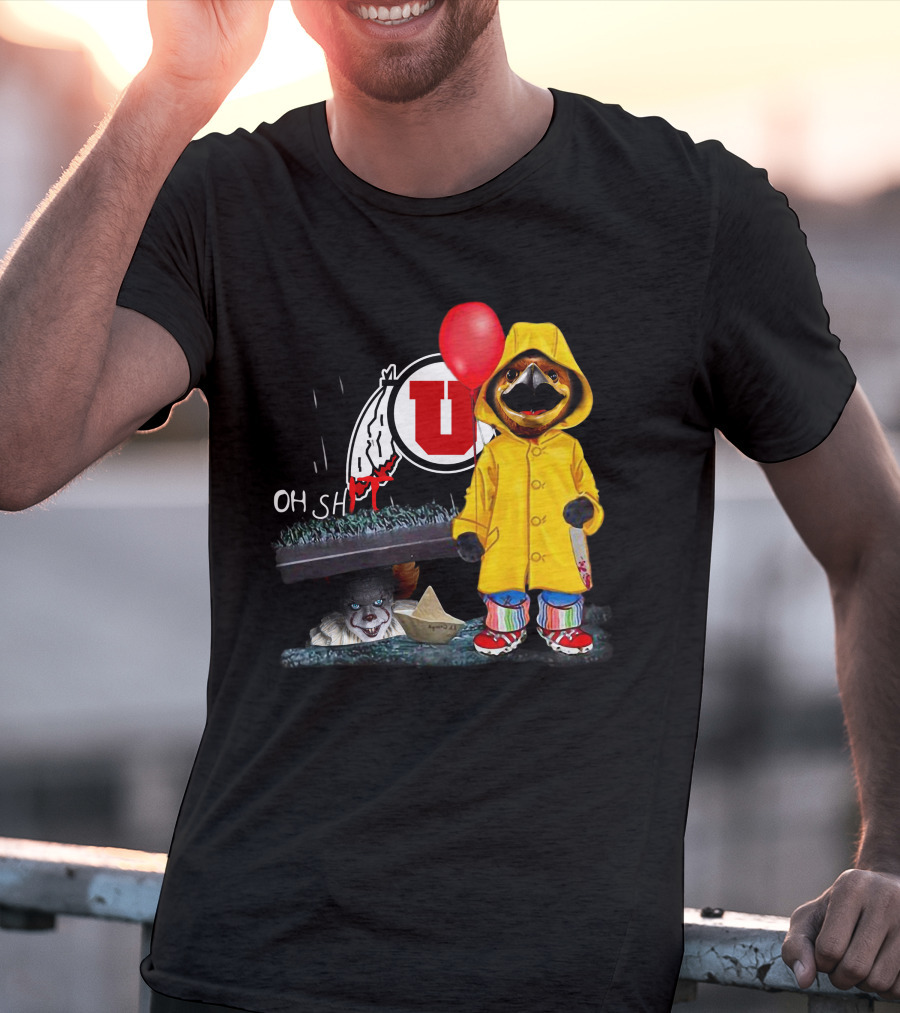 Utah Utes Oh Shh Pennywise Yellow Raincoat Red Balloon T-Shirt