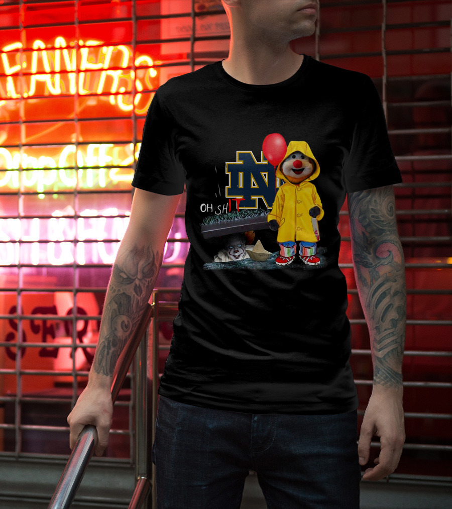 Notre Dame Fighting IrishDs Pennywise Clown Mashup Oh Shit Balloon T-Shirt