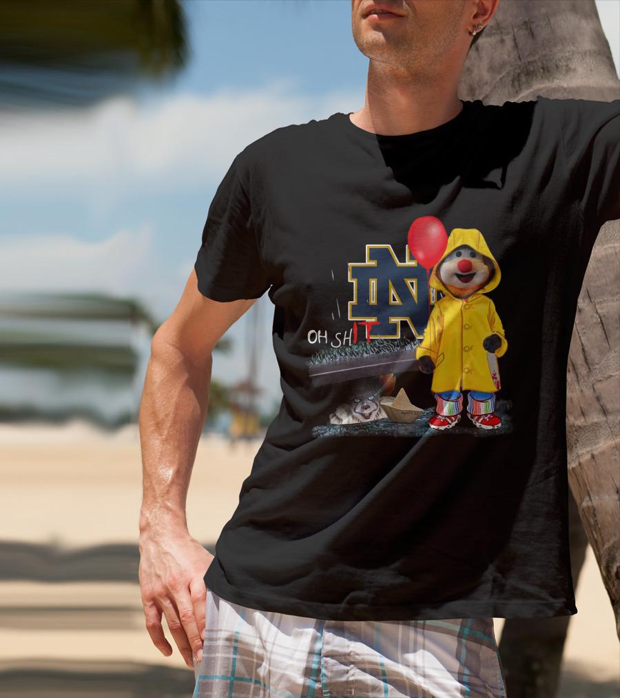 Notre Dame Fighting IrishDs Pennywise Clown Mashup Oh Shit Balloon T-Shirt