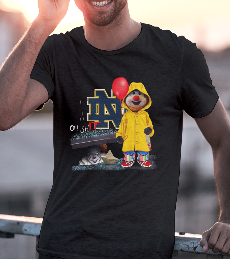 Notre Dame Fighting IrishDs Pennywise Clown Mashup Oh Shit Balloon T-Shirt