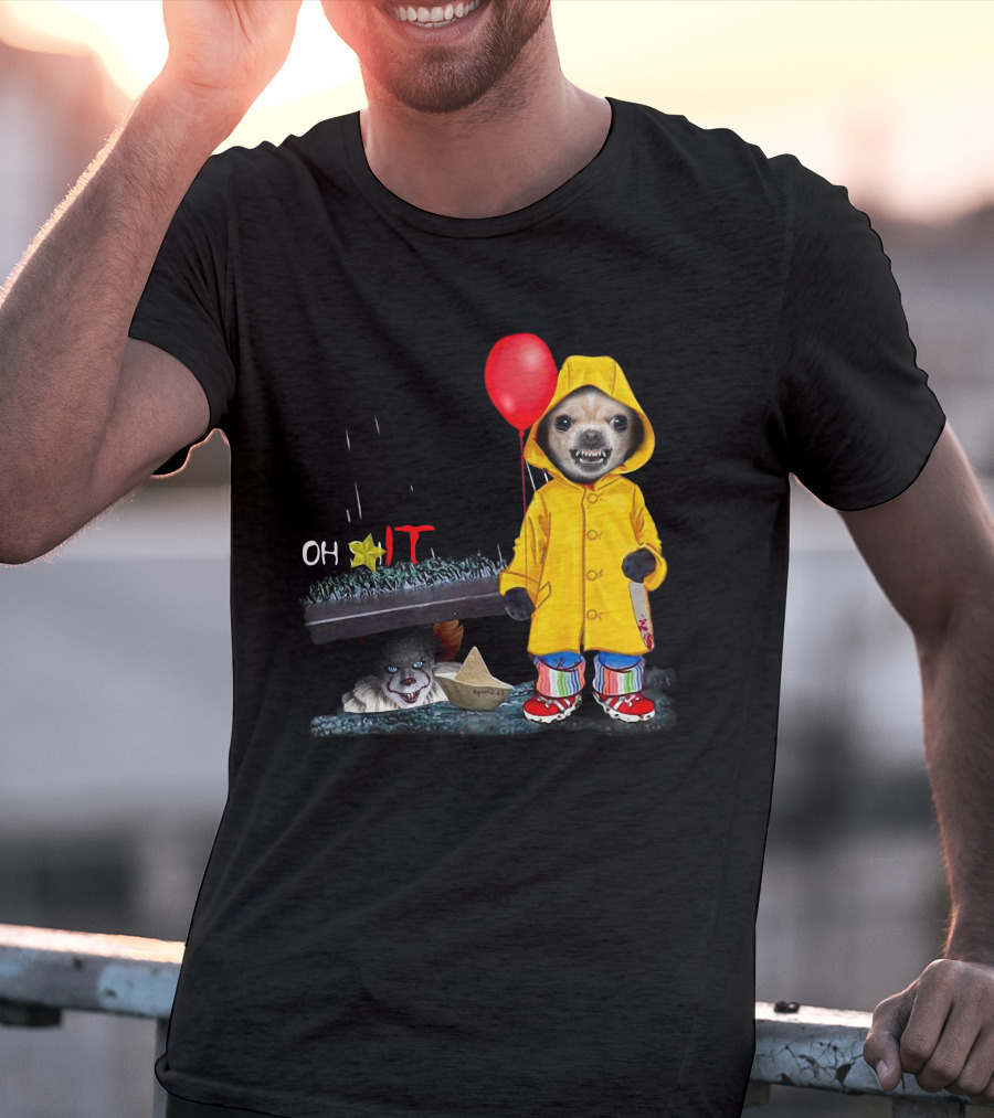 Oh ★IT ChihuahuaDs Raincoat Red Balloon Pennywise Sewers T-Shirt