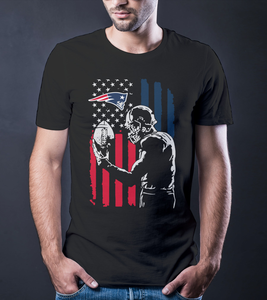 New England Patriots American Flag Football Player Nfl T-Shirt