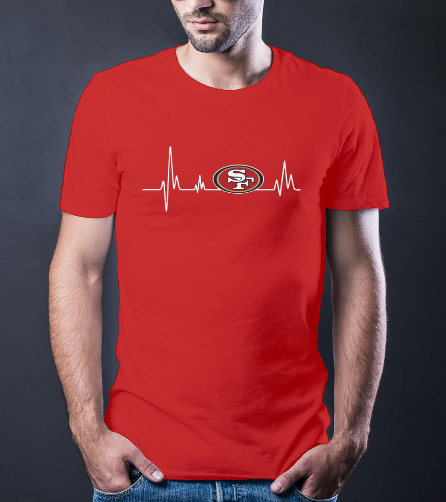 San Francisco 49ers Heartbeat Logo Red T-Shirt