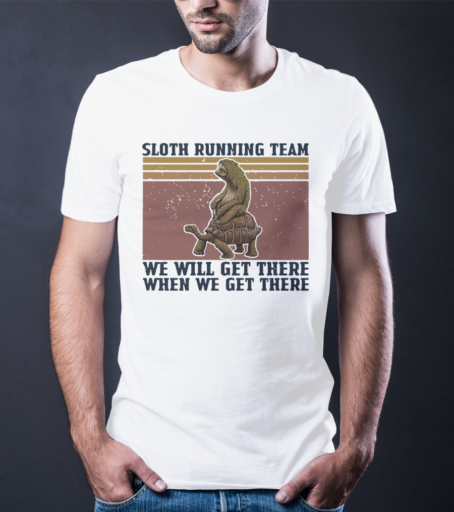 Sloth Running Team We Will Get There When We Get There Vintage Turtle T-Shirt