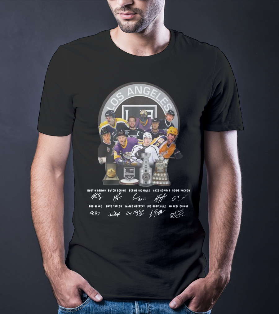 Los Angeles Kings Legends With Player Signatures And Iconic Hockey T-Shirt