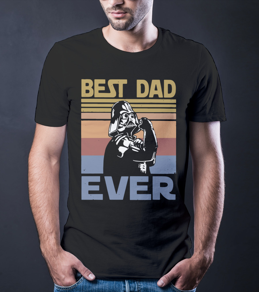 Vintage Best Dad Ever Darth Vader Retro Stripes T-Shirt