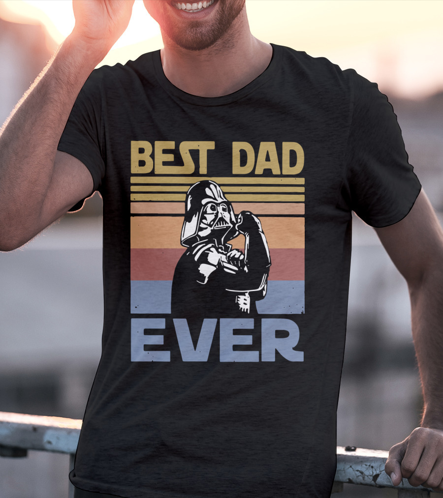 Vintage Best Dad Ever Darth Vader Retro Stripes T-Shirt