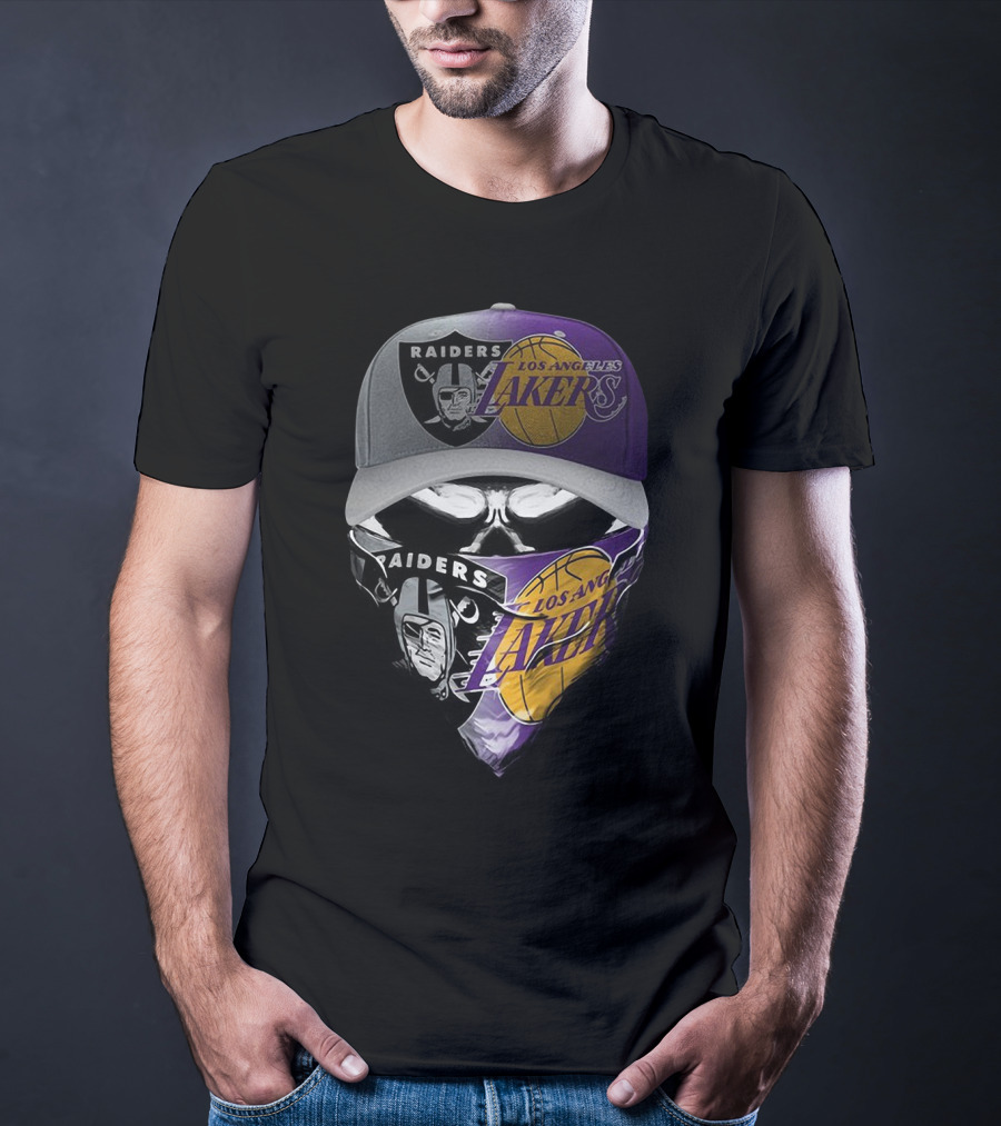 Skull Raiders Los Angeles Lakers Cap And Bandana Combo T-Shirt