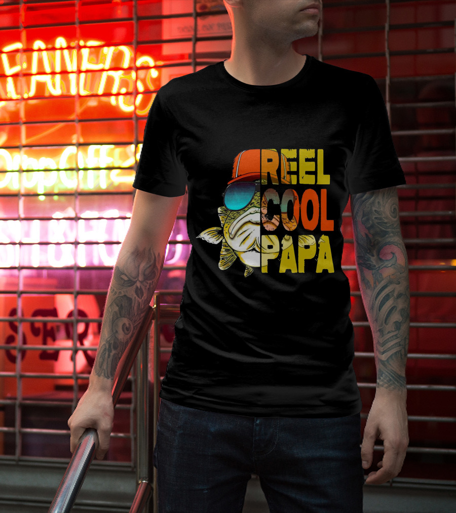 Reel Cool Papa Fish With Sunglasses And Cap T-Shirt