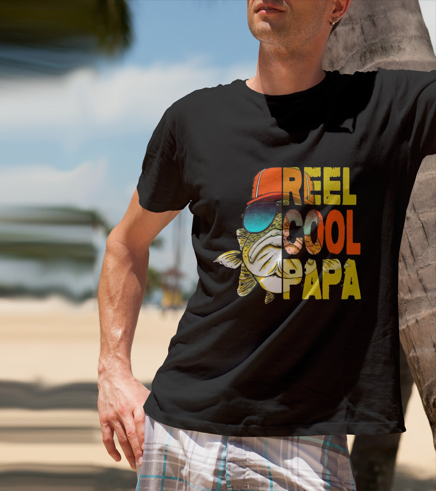 Reel Cool Papa Fish With Sunglasses And Cap T-Shirt