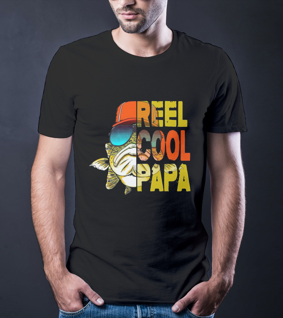 Reel Cool Papa Fish With Sunglasses And Cap T-Shirt