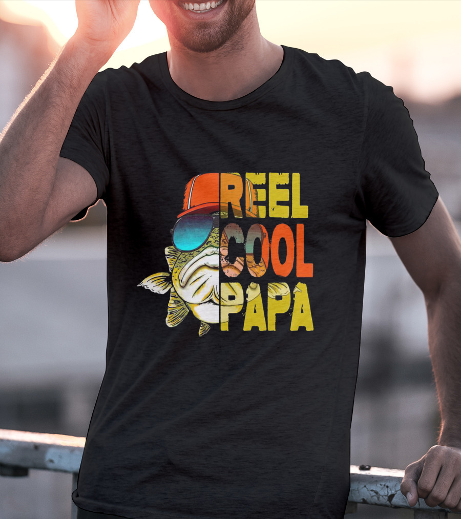 Reel Cool Papa Fish With Sunglasses And Cap T-Shirt