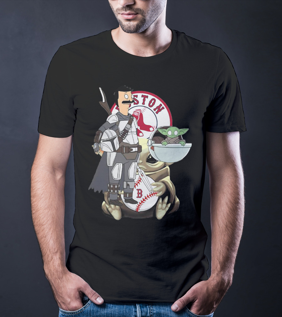Bob's Burgers Mandalorian And Baby Yoda Boston Red Sox Crossover T-Shirt