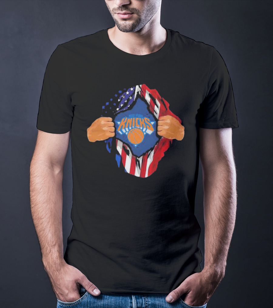 New York Knicks American Flag Inside Me Basketball T-Shirt