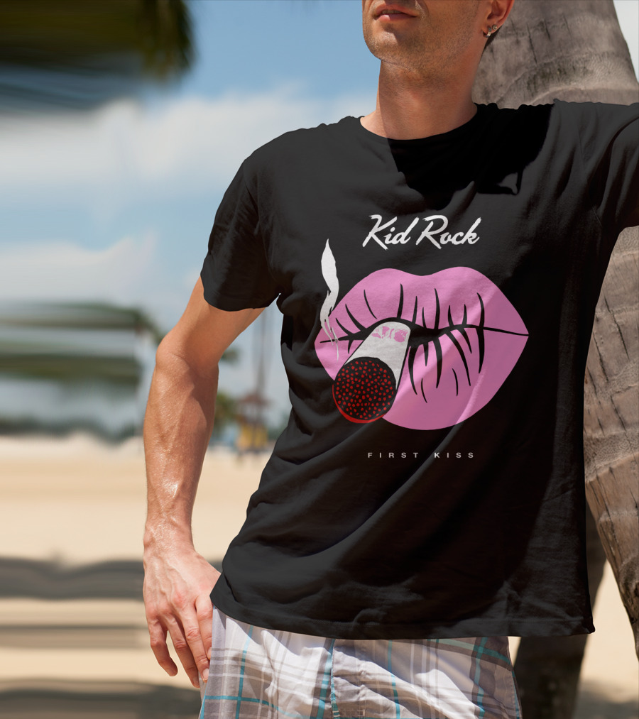 Kid Rock First Kiss Pink Lips With Cigarette Smoke T-Shirt