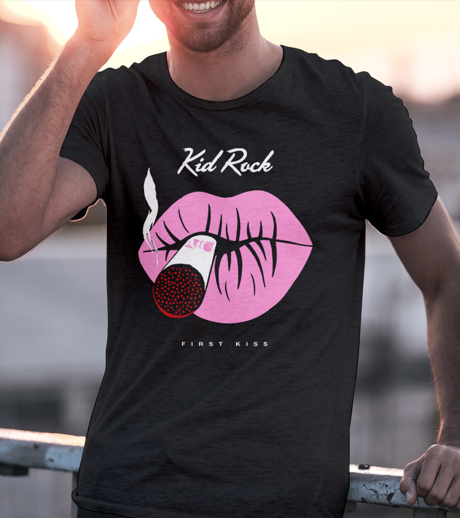 Kid Rock First Kiss Pink Lips With Cigarette Smoke T-Shirt