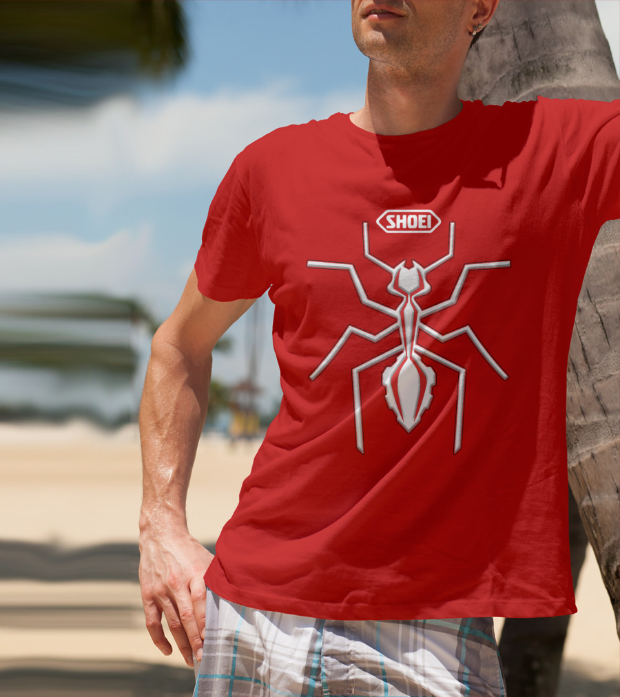 Shoei Logo Red With White Spider Outline T-Shirt