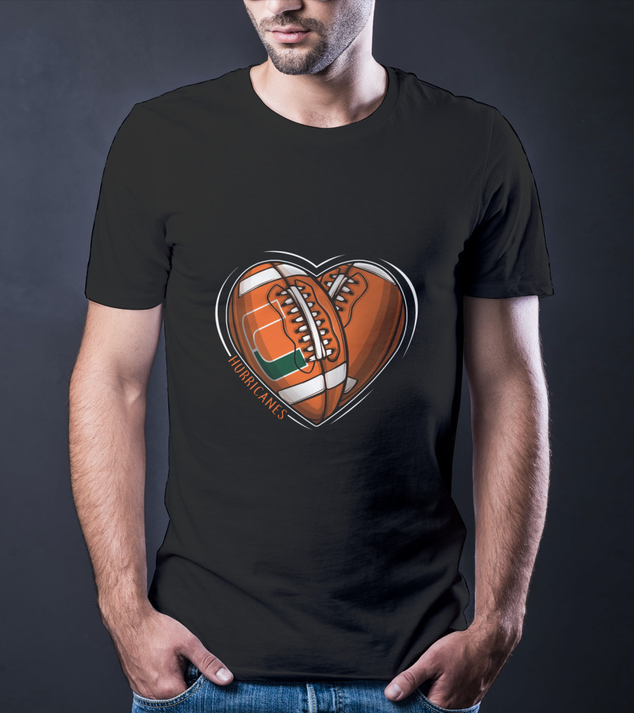 Hurricanes Heart Football NCAA Miami T-Shirt