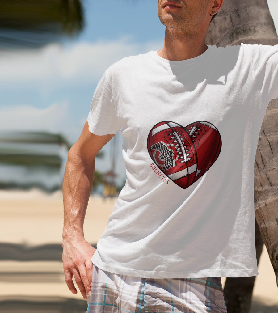 Ohio State Buckeyes Heart Football NCAA DH 90 T-Shirt