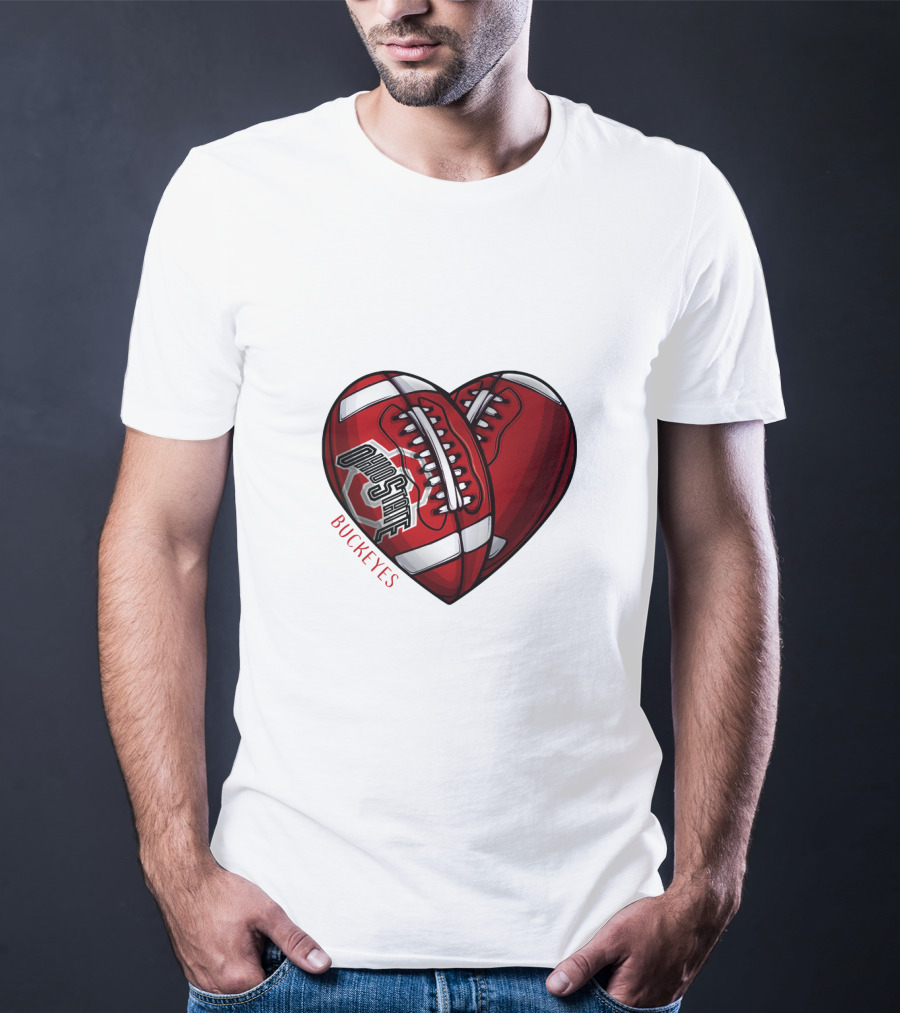 Ohio State Buckeyes Heart Football NCAA DH 90 T-Shirt