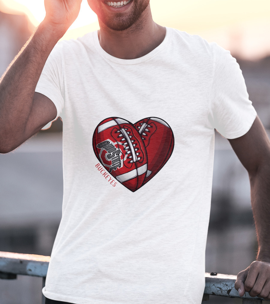 Ohio State Buckeyes Heart Football NCAA DH 90 T-Shirt