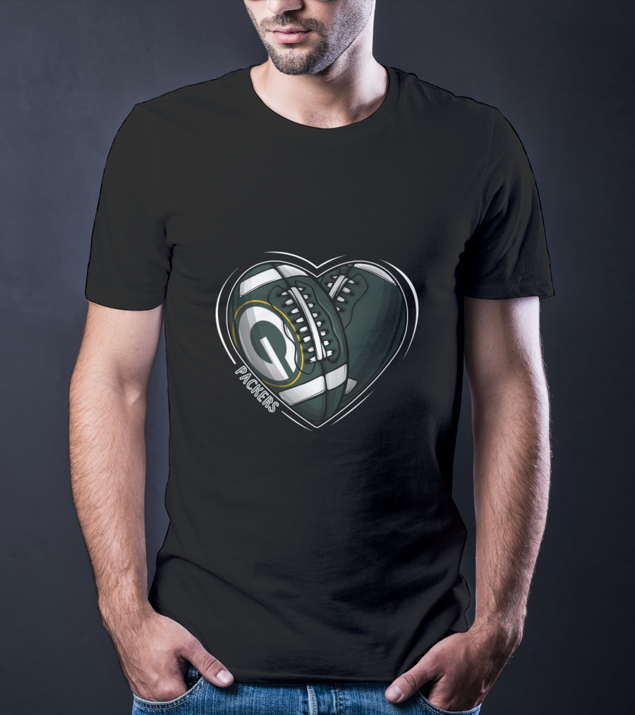 Packers Heart Football Shoes DH 90 NFL Green Bay T-Shirt