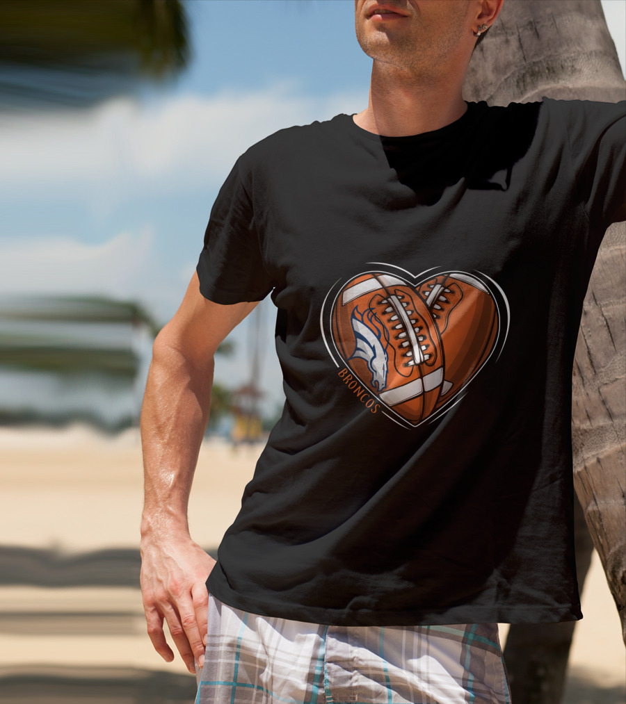 BBroncos Heart Design DH 90 NFL Denver Broncos T-Shirt
