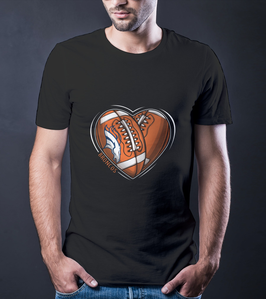BBroncos Heart Design DH 90 NFL Denver Broncos T-Shirt