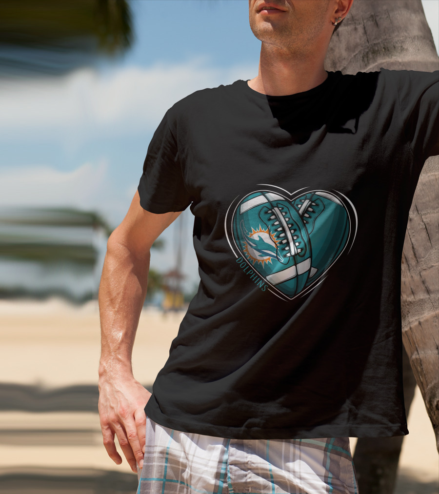 Miami Dolphins Heart Logo DH 90 NFL T-Shirt