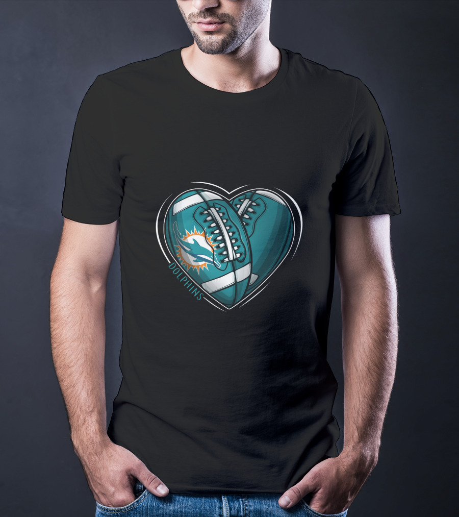 Miami Dolphins Heart Logo DH 90 NFL T-Shirt