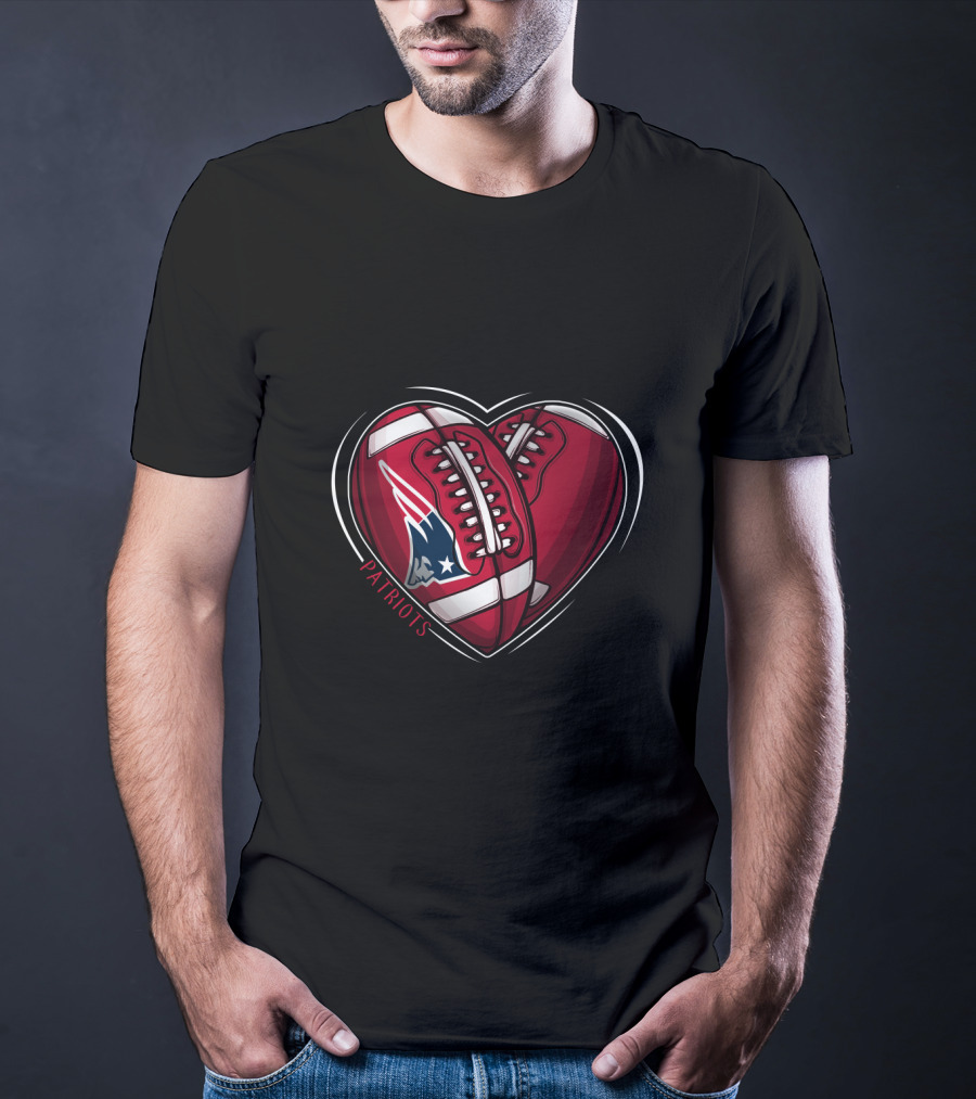 DH 90 NFL New England Patriots Heart Football Patriots T-Shirt