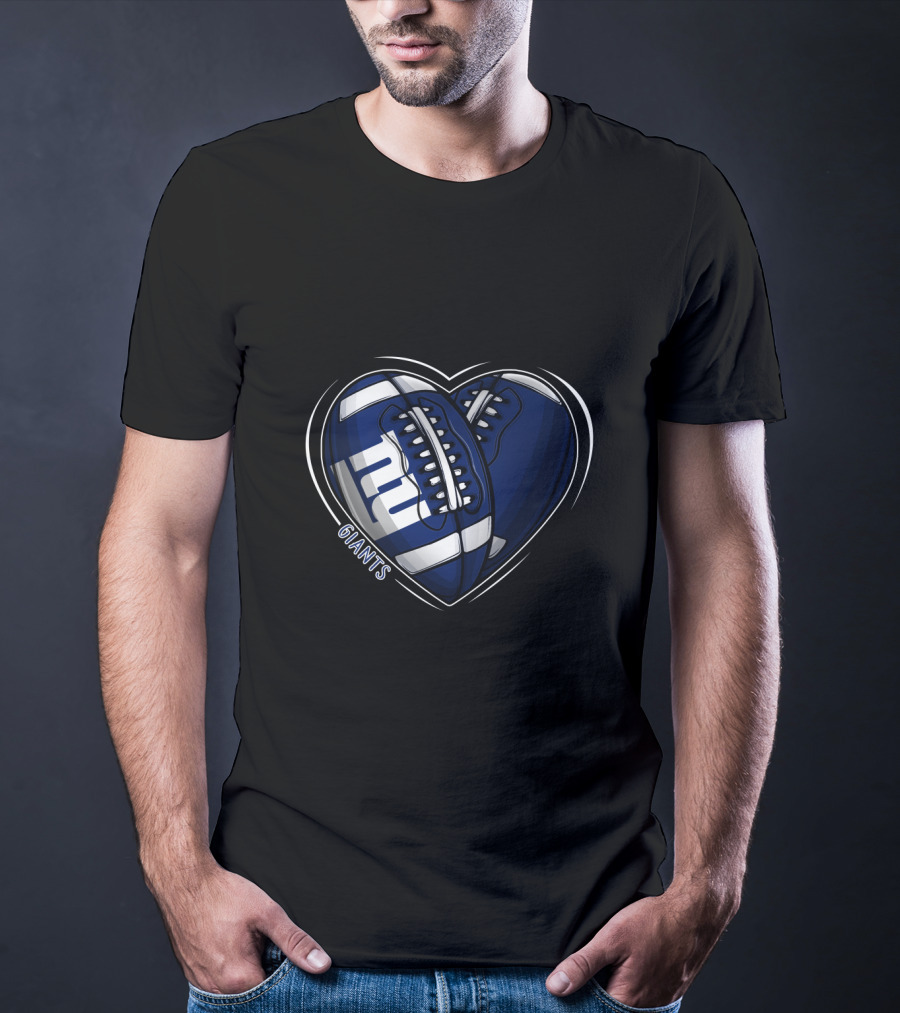 DH 90 NFL New York Giants Football Heart T-Shirt
