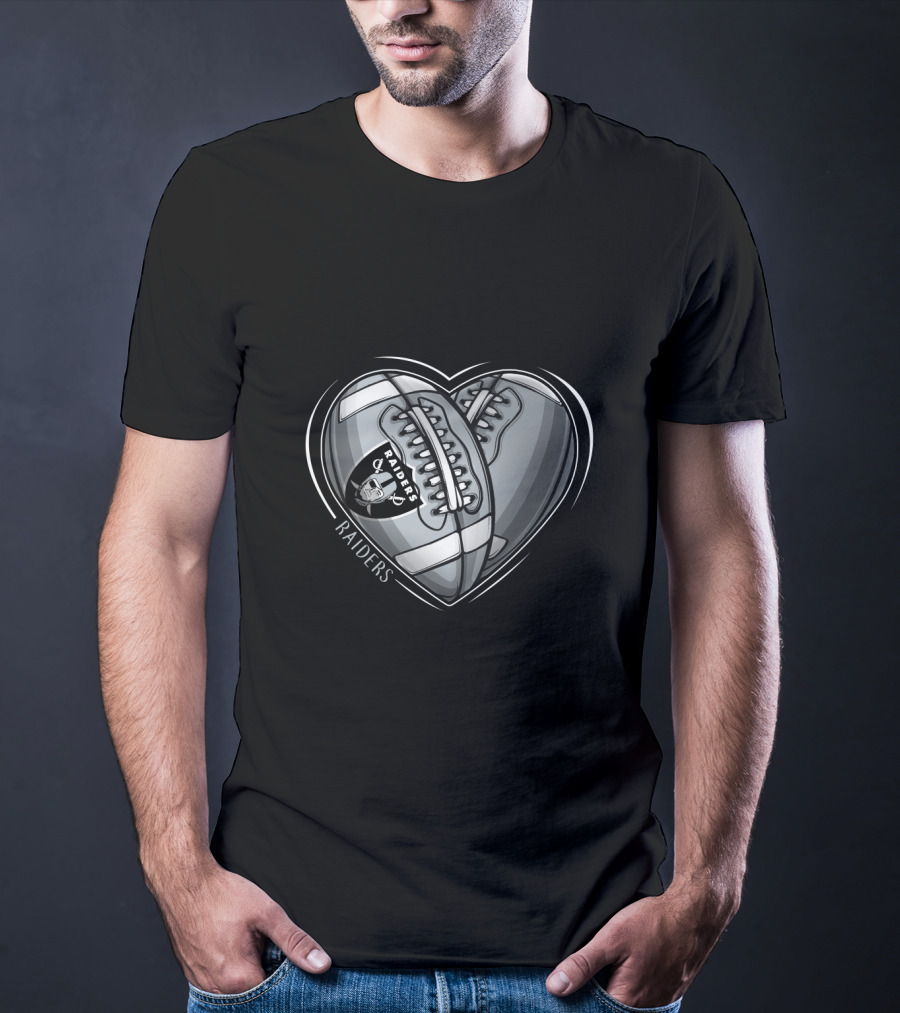 Raiders Heart Football Graphic DH 90 NFL Oakland Raiders T-Shirt