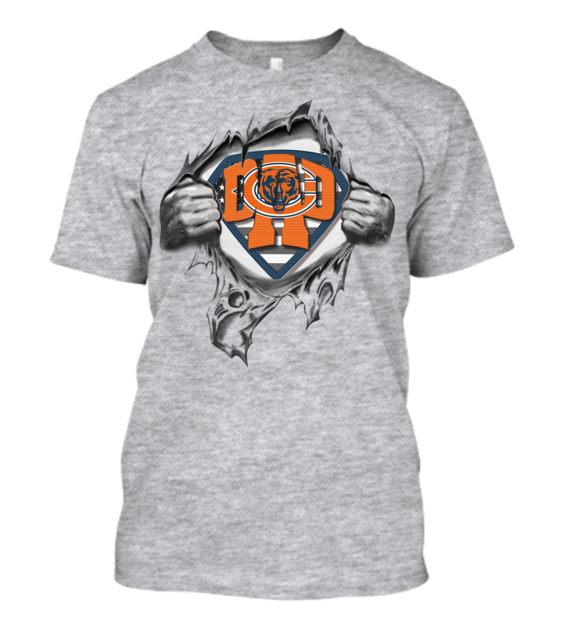 Superdad Chicago Bears Logo Inside Superhero Emblem T-Shirt