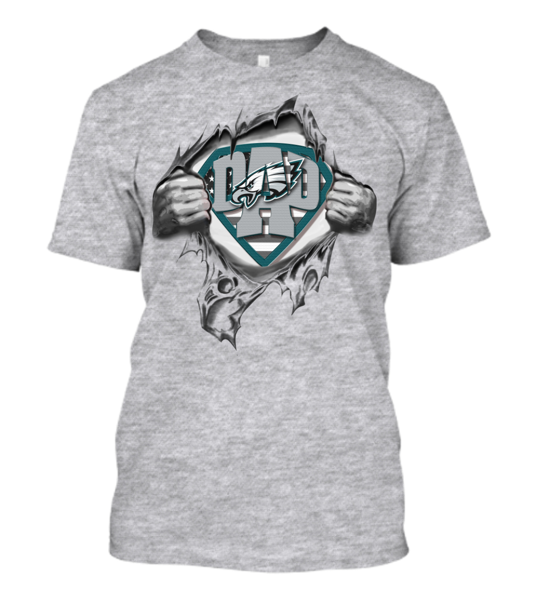 Superdad Philadelphia Eagles Dad Logo Rip T-Shirt