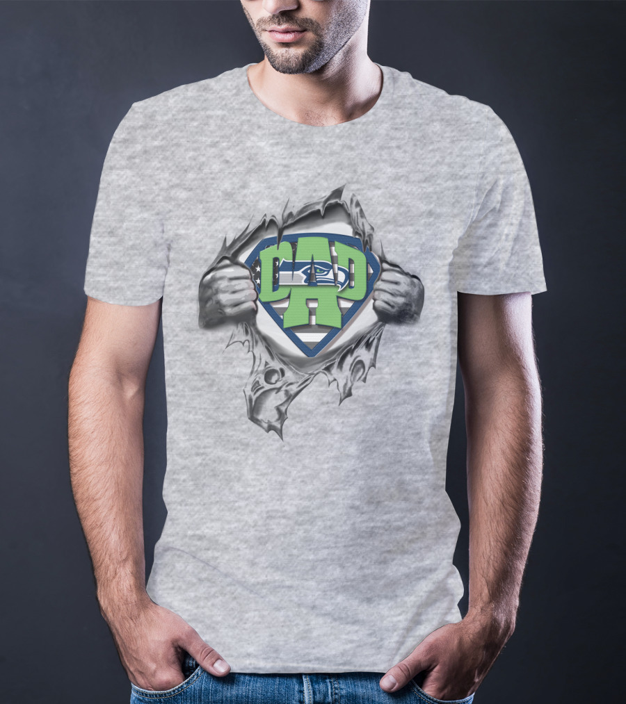 Seattle Seahawks Superdad Logo Rip Superman T-Shirt
