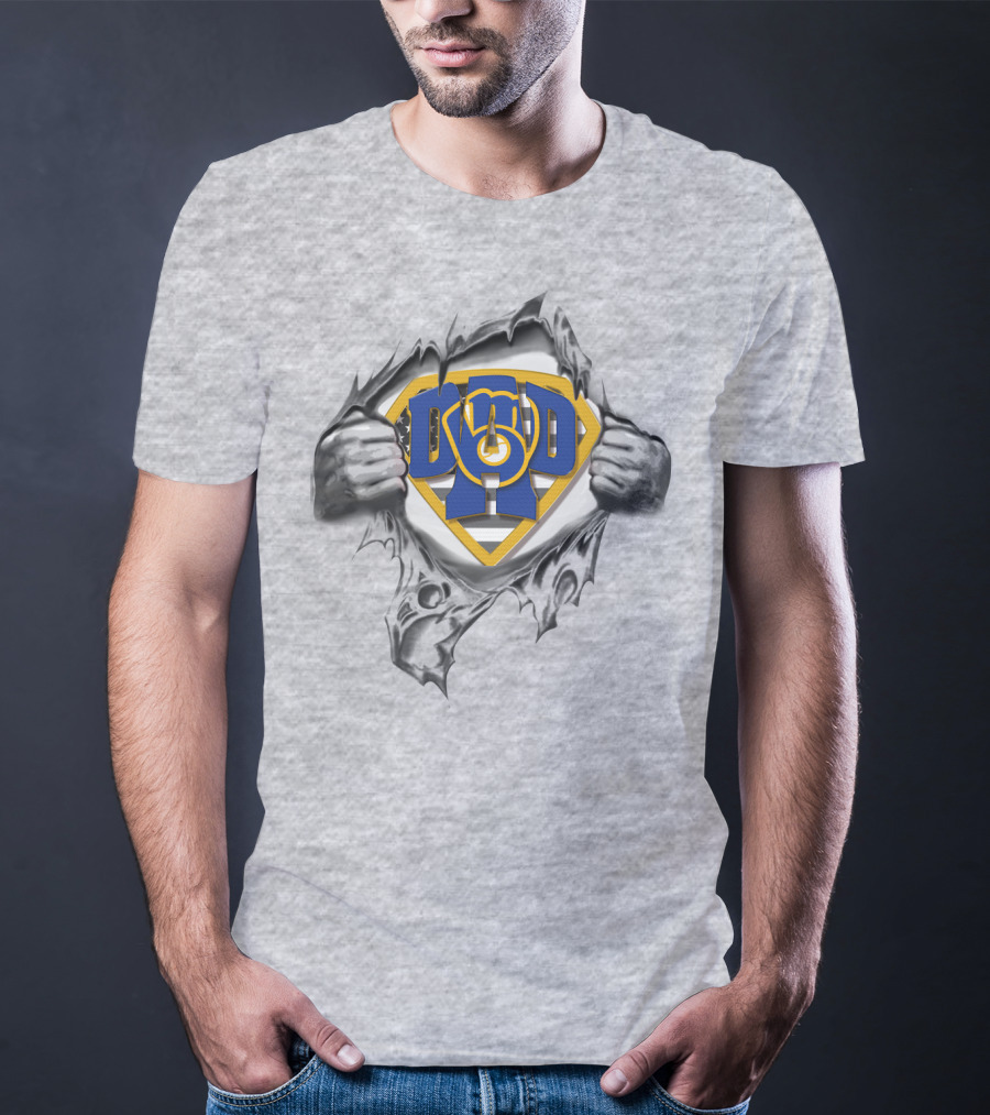 SUPERDAD Milwaukee Brewers Logo Chest Rip T-Shirt