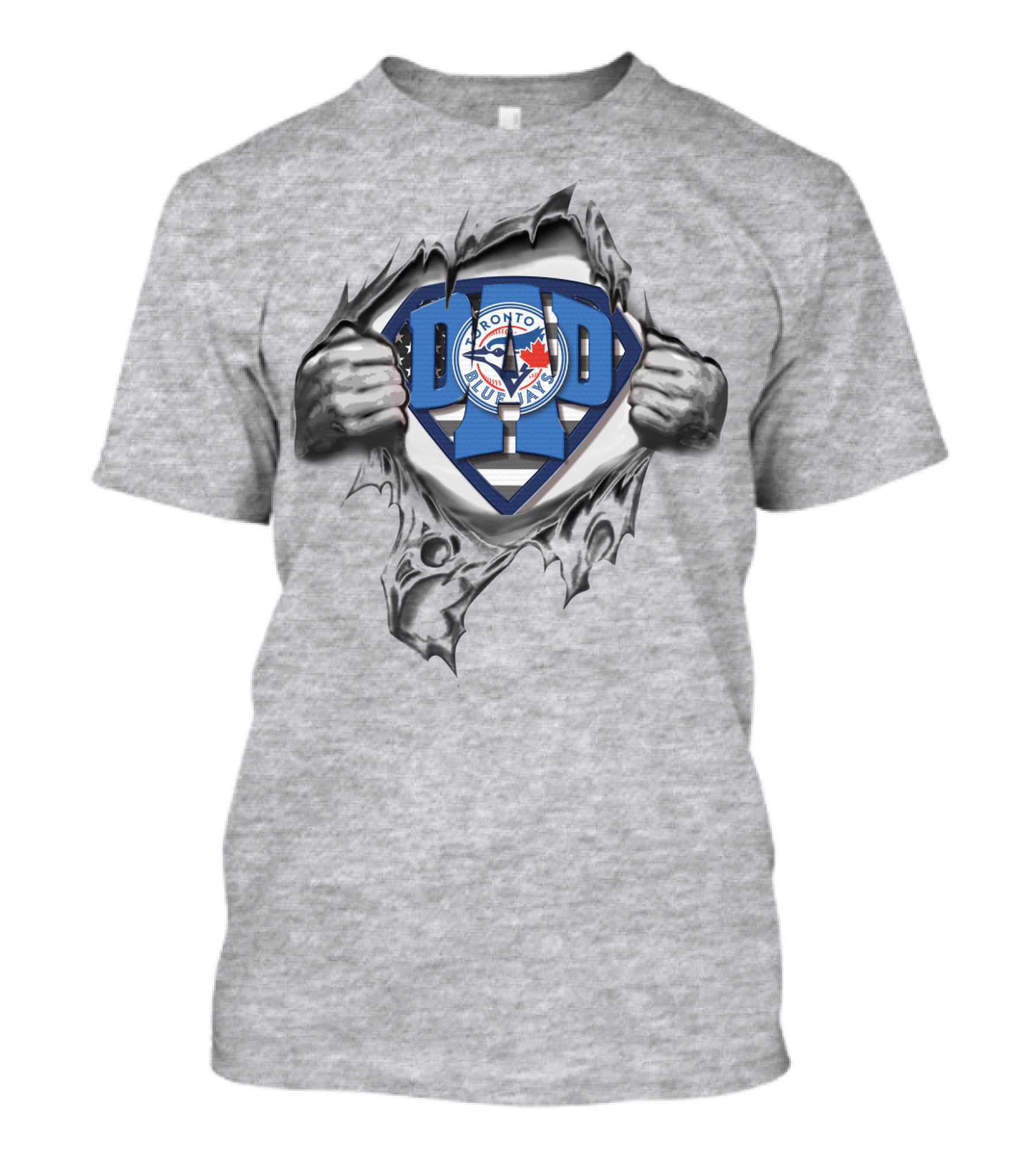 SUPERDAD Toronto Blue Jays Logo Superman Style Tear Open T-Shirt