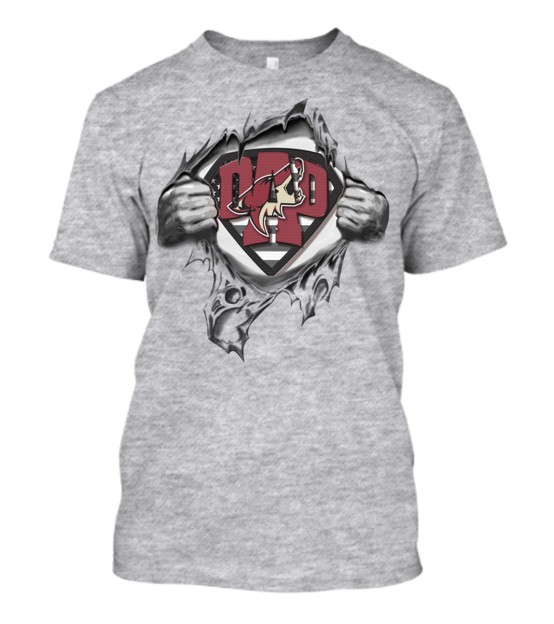 SUPERDAD Coyotes Logo Hero Badge Busting Through T-Shirt