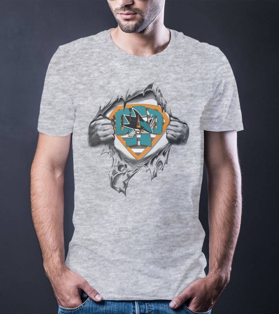 SUPERDAD San Jose Sharks Logo Inside Superman Shield T-Shirt