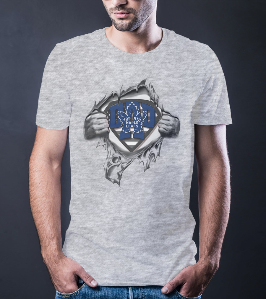 SUPERDAD Toronto Maple Leafs Dad Logo Emblem Tear Open Chest T-Shirt
