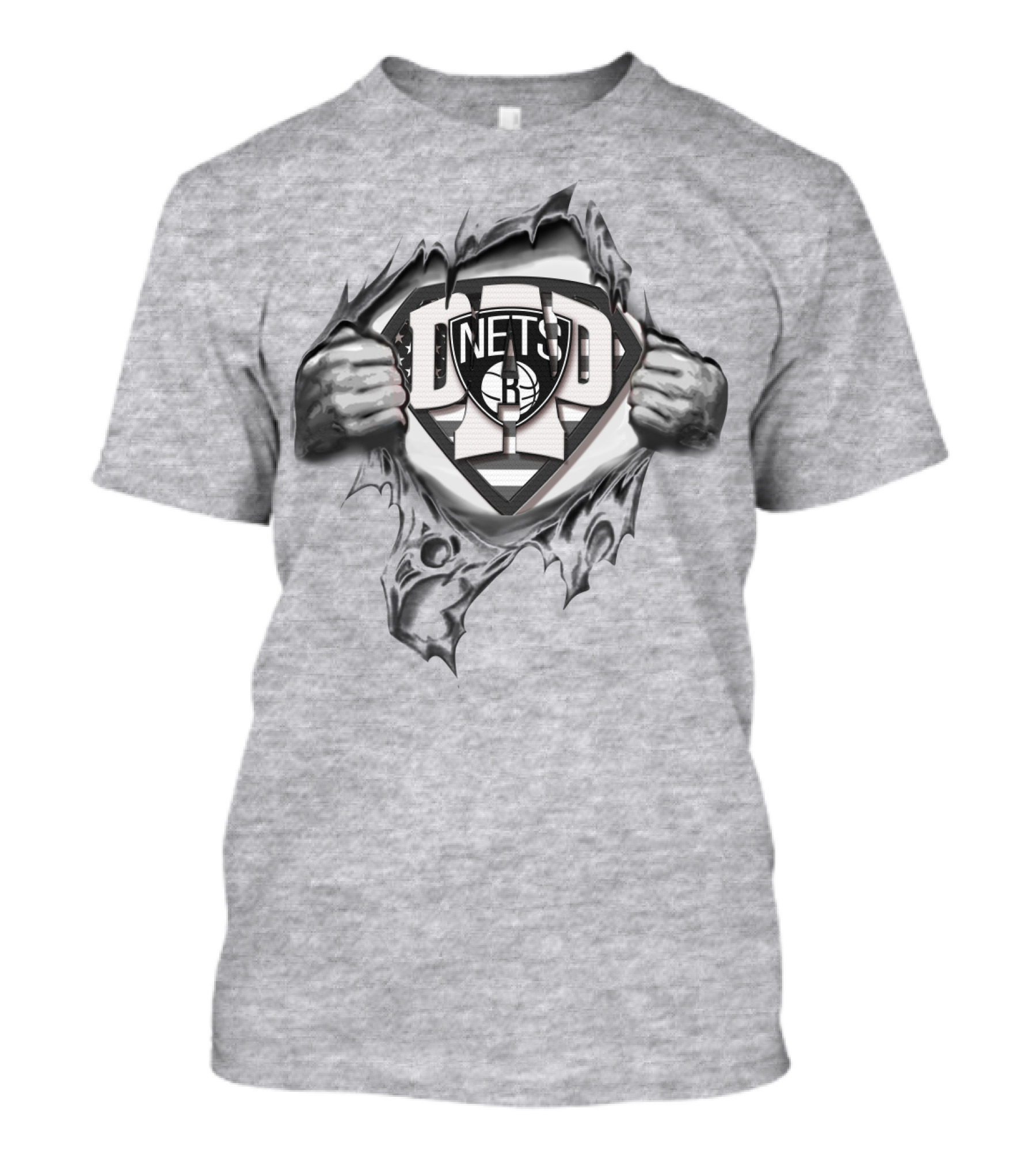 SUPERDAD Brooklyn Nets Logo Superhero Tear T-Shirt