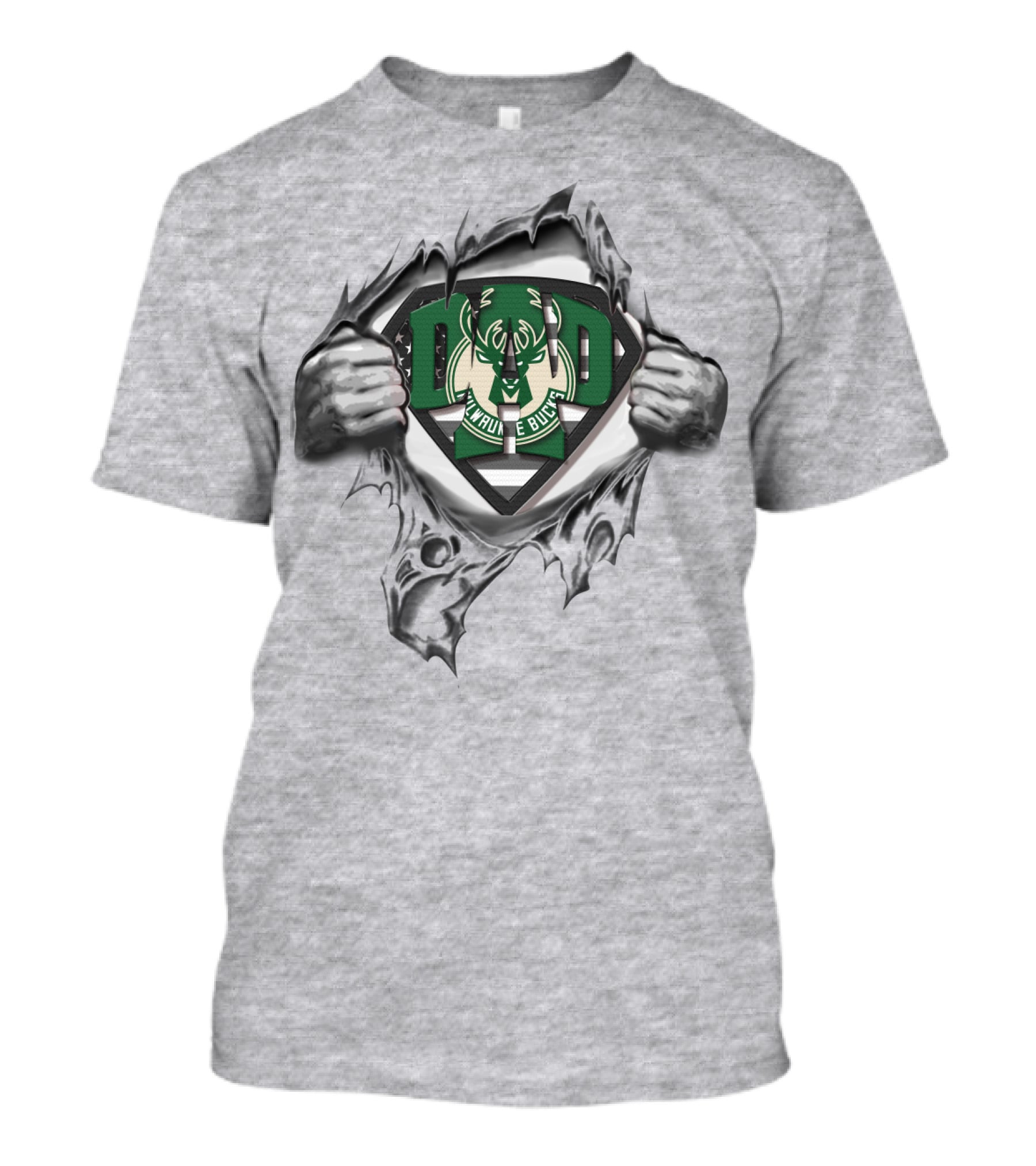 SUPERDAD Milwaukee Bucks Hero Logo Tear Open T-Shirt