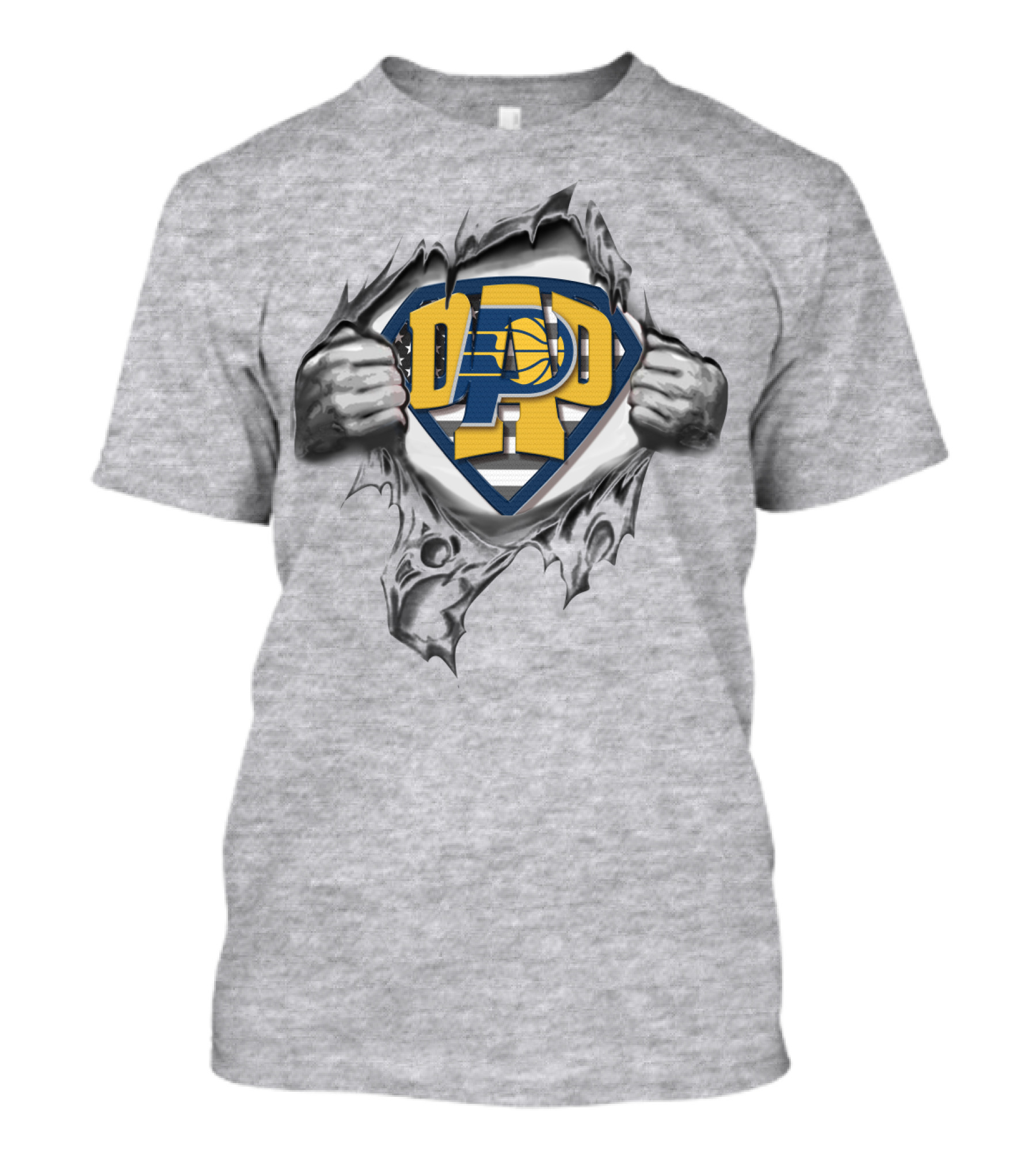 SUPERDAD Pacers DAD Basketball Emblem Rip T-Shirt