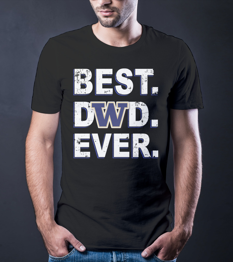 Best Dad Ever Washington Huskies Block Letters T-Shirt