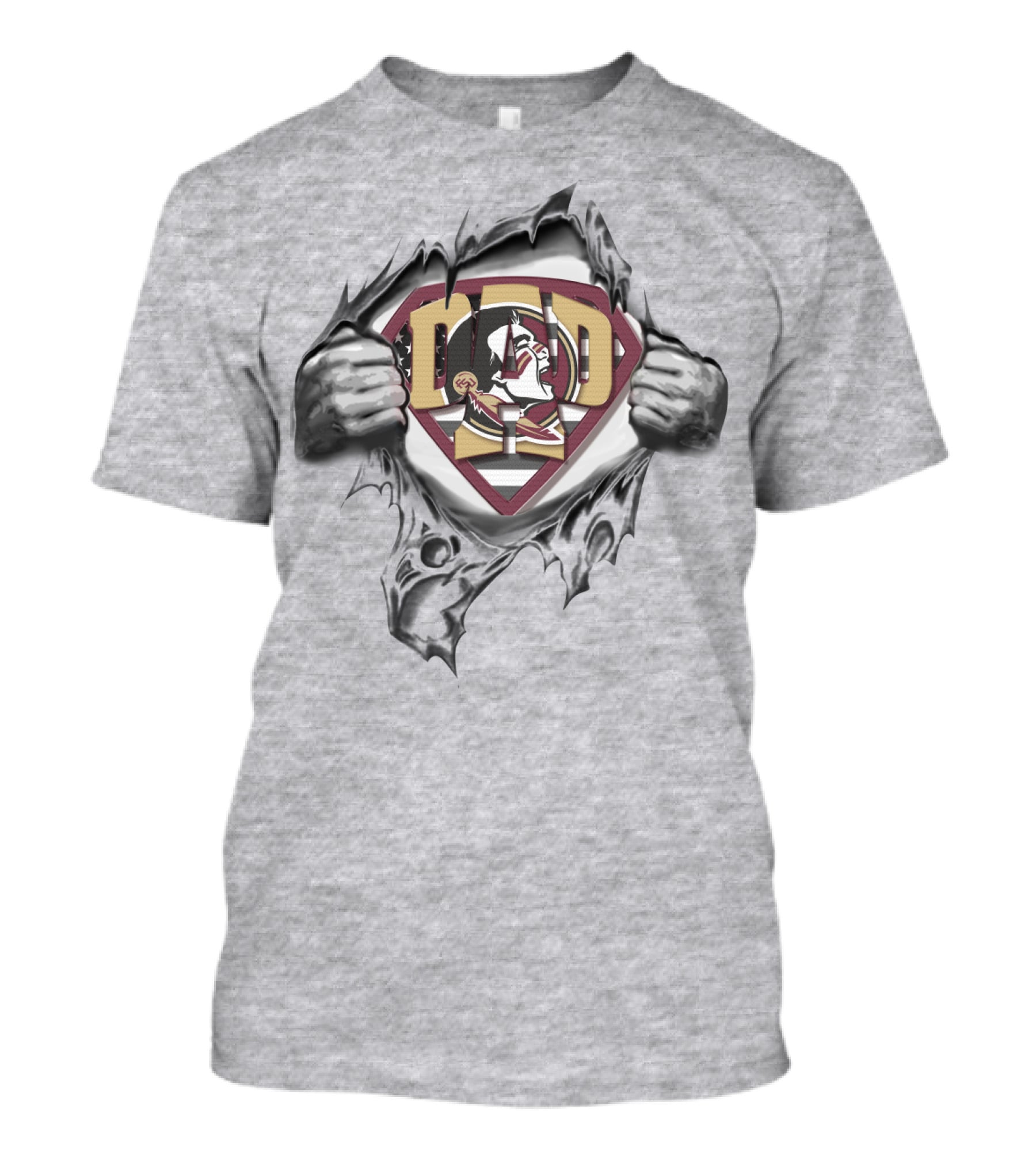 Superdad Florida State Seminoles Dad Logo Tear T-Shirt