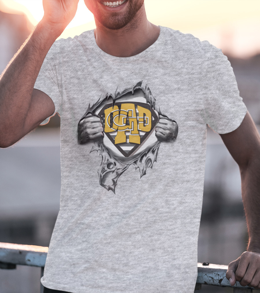 Georgia Tech Yellow Jackets Superdad Logo Superman T-Shirt