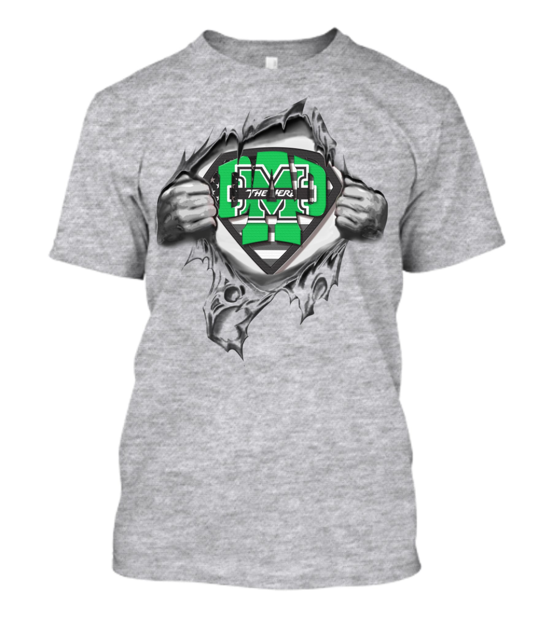 Superdad Marshall Thundering Herd The Herd M Logo Superhero T-Shirt