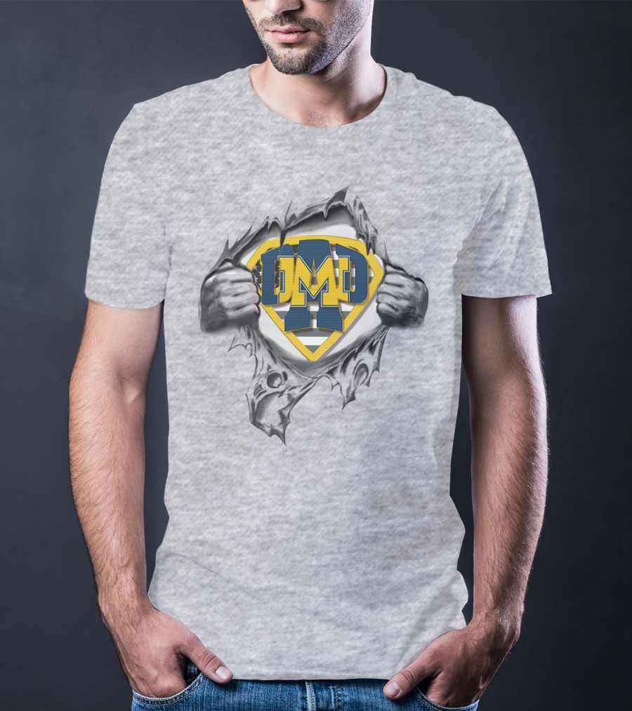 Michigan Wolverines Superdad Superhero T-Shirt